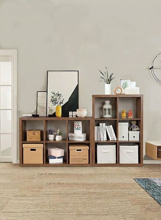 كوزينيست مكتبة خشبية بستة مكعبات لون جوز داكن، رف تخزين مفتوح قائم بذاته لغرفة المعيشة والنوم وغرفة الأطفال - Image 4